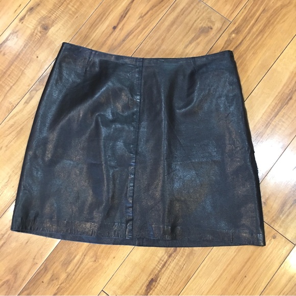 Anna Sui black leather mini skirt goth preppy holiday biker small 4 trending - Picture 5 of 5
